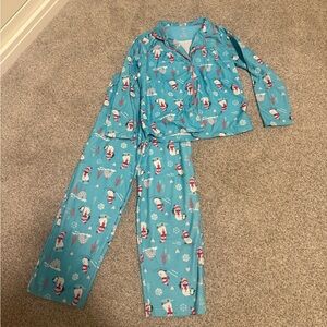 Carter's Teal snowman snowflake Pajama Set